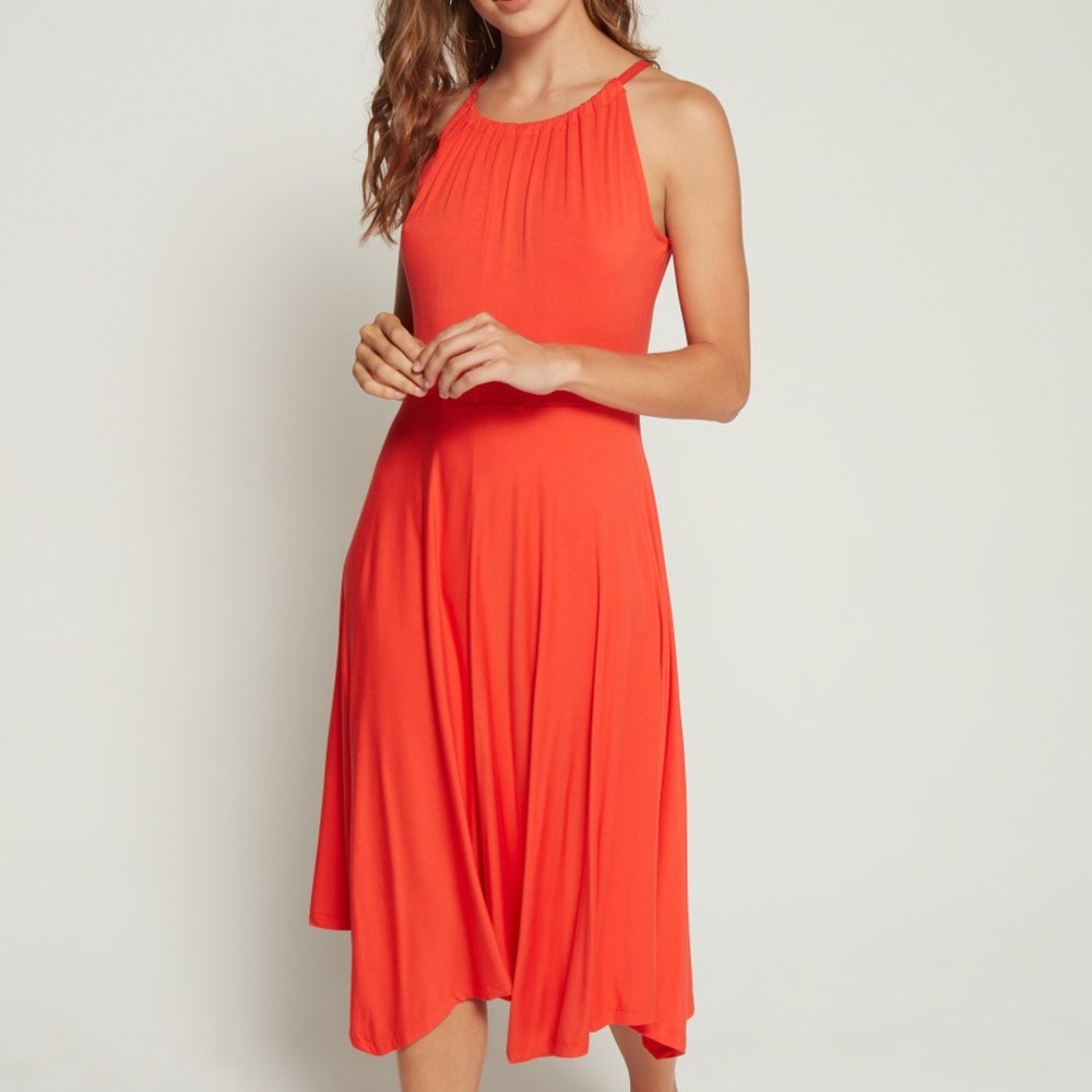 NWT Halter-Neck Handkerchief Midi Dress